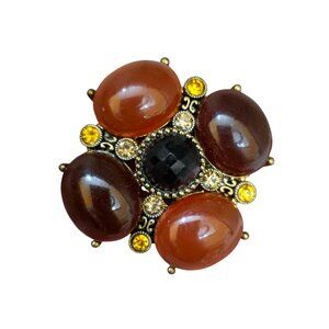 Vintage Jeweled Acrylic Brooch (A7862)